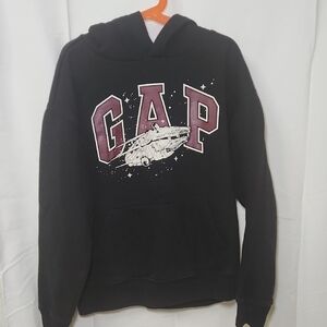 GAP Black Hoodie with Maroon Logo and Spaceship
